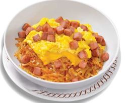 Wafflehouse Ham, Egg & Cheese Hashbrown Bowl Breakfast